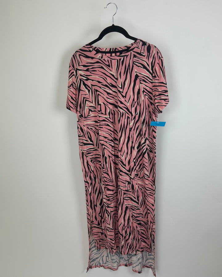 Zebra Print Pink Lounge Dress - Size 8/10