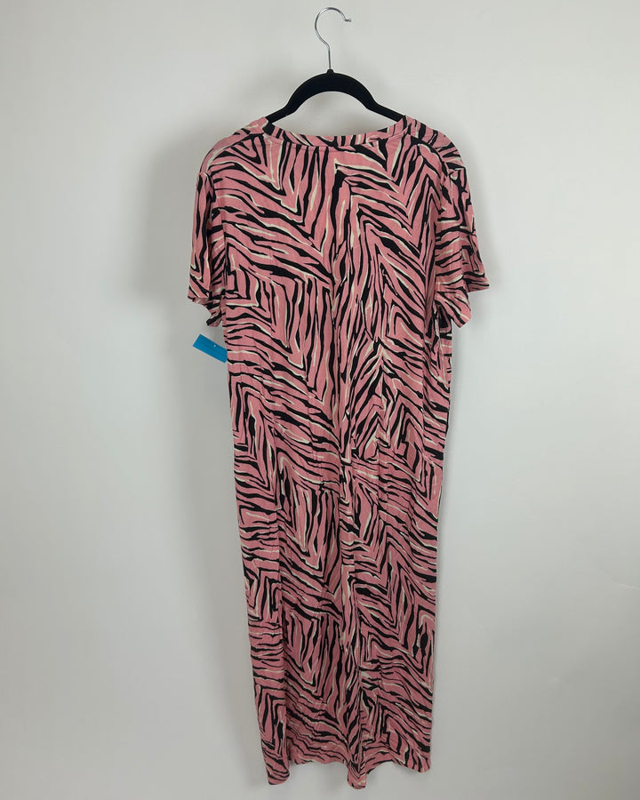 Zebra Print Pink Lounge Dress - Size 8/10