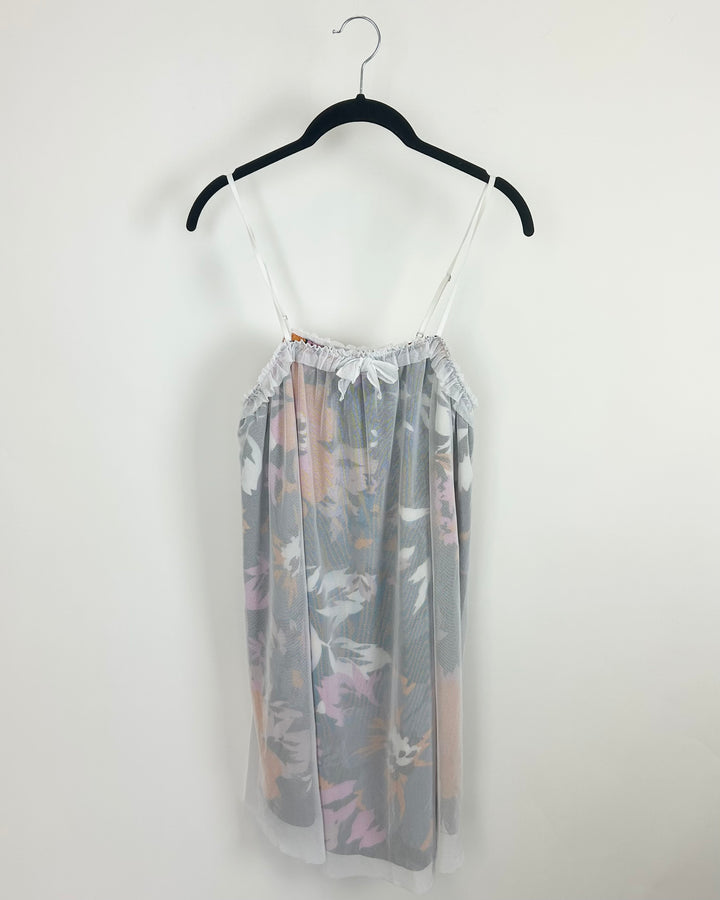 White Mesh Floral Print Nightgown - Size 2/4