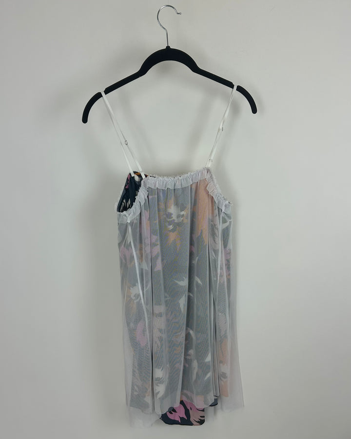 White Mesh Floral Print Nightgown - Size 2/4