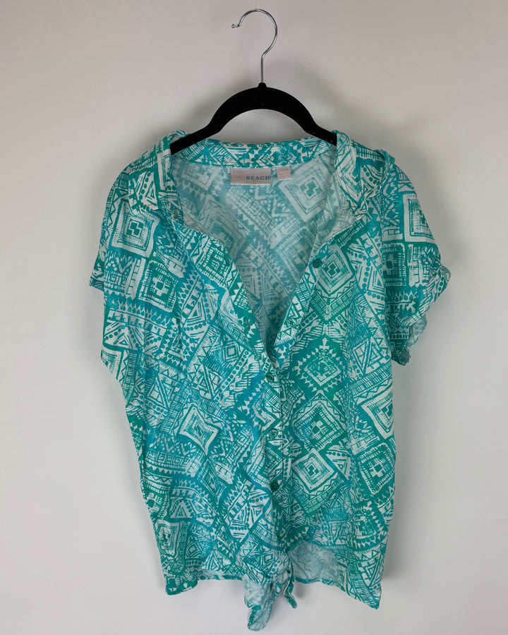 Teal Abstract Print Top - Size 6/8