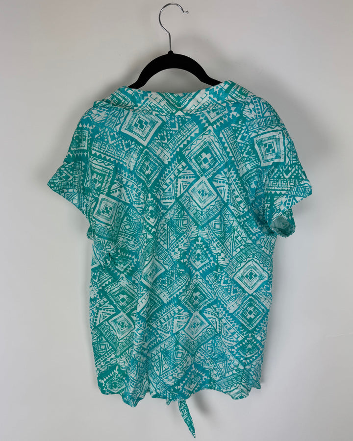 Teal Abstract Print Top - Size 6/8