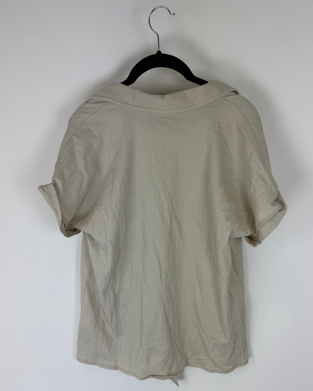 Beige Button Down Tie Top - Size 6/8