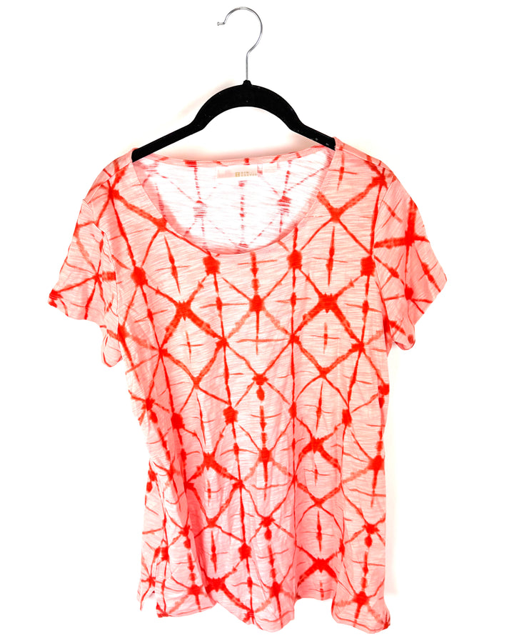 Coral Pink Abstract Tie Dye T-Shirt - Size 6/8
