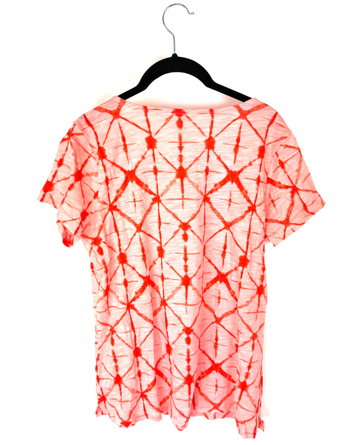 Coral Pink Abstract Tie Dye T-Shirt - Size 6/8