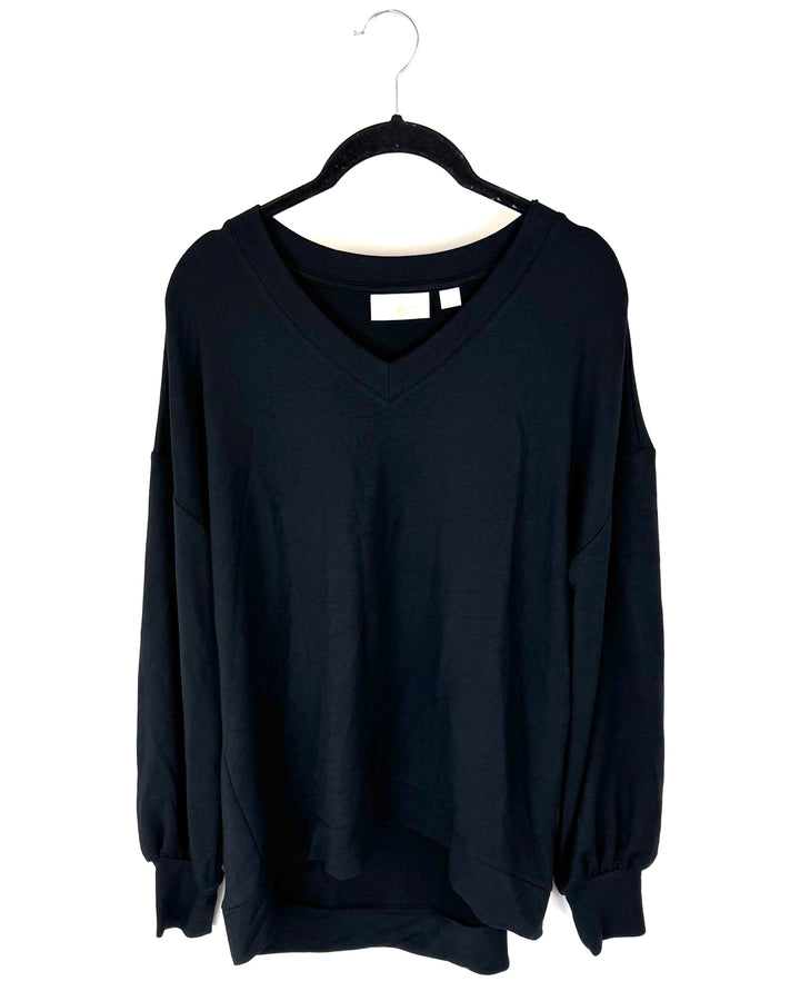 Black V-Neck Long Sleeve Shirt - Size 6/8