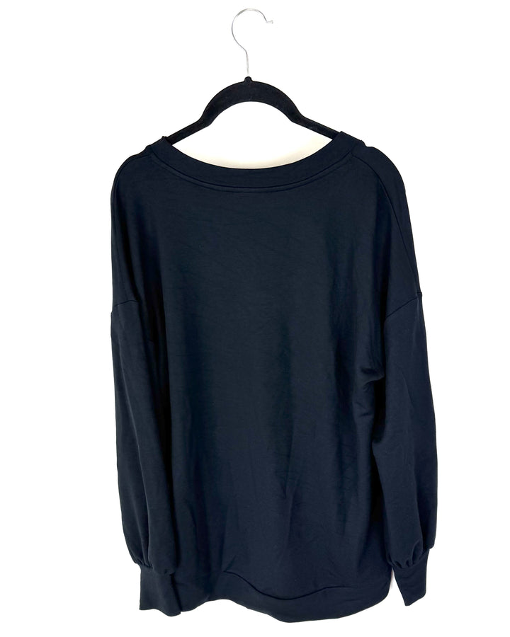 Black V-Neck Long Sleeve Shirt - Size 6/8
