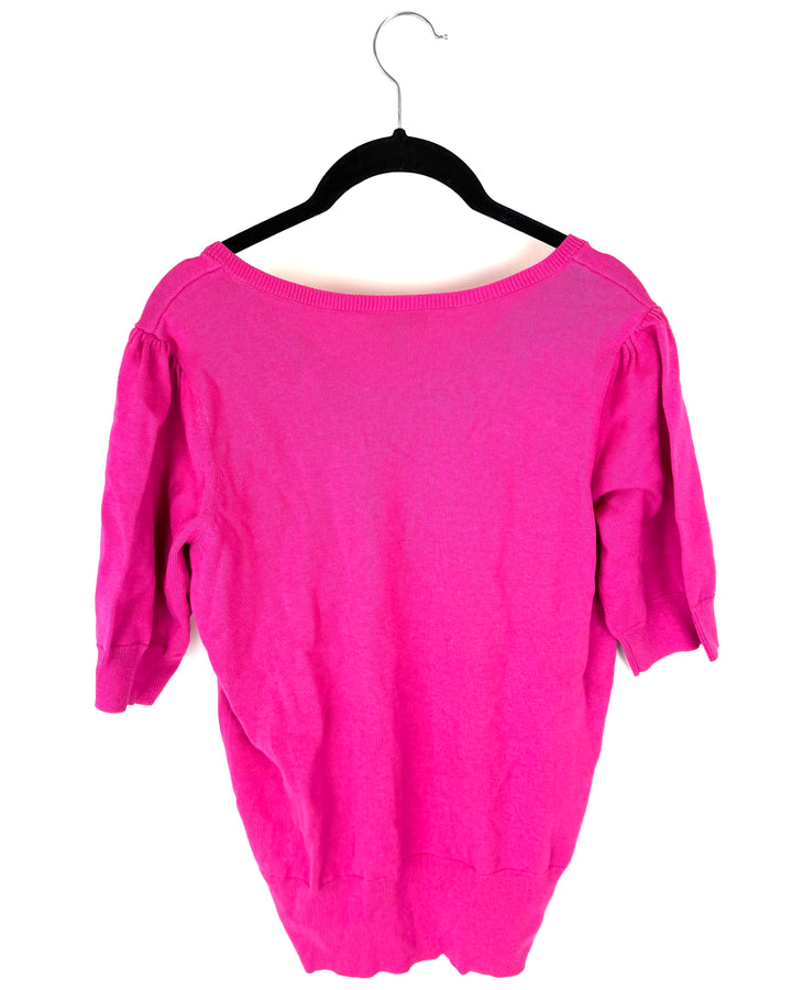Neon Pink V-Neck T Shirt - Size 6/8