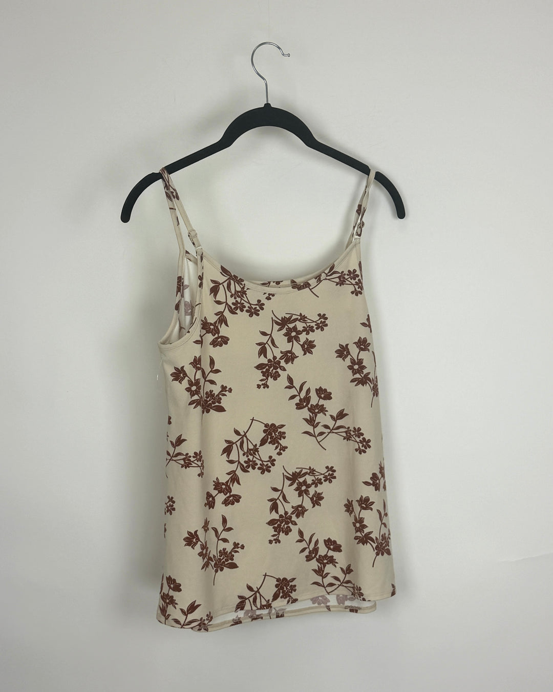 Cream and Brown Floral Tank Top - Size 2/4