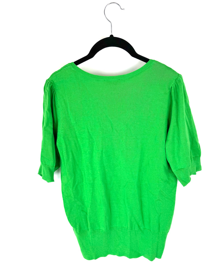 Neon Green V-Neck T Shirt - Size 6/8
