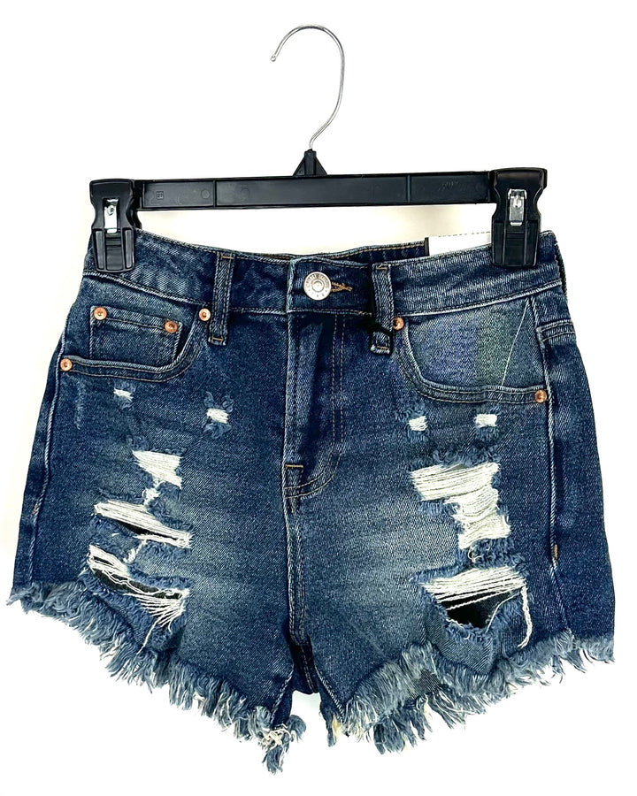 Denim Distressed Shorts - Size 0