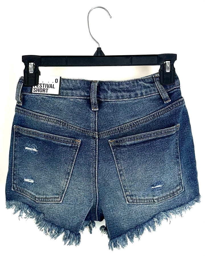 Denim Distressed Shorts - Size 0