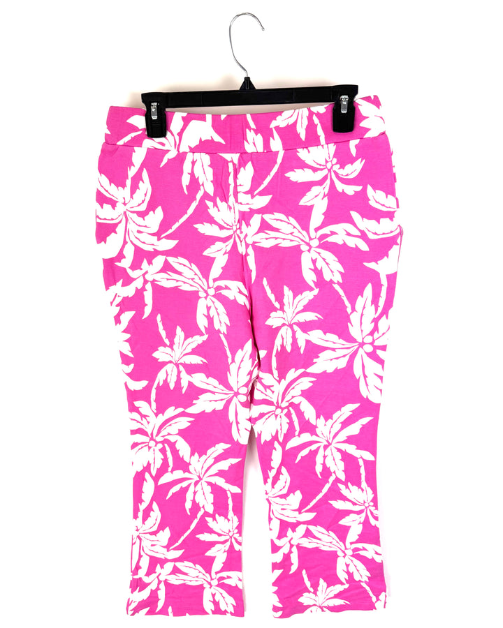 Pink And White Tropical Print Pant- Size 6/8