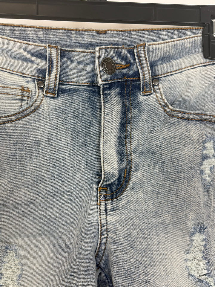Grey-Blue Ripped Jean Shorts - Size 2/4