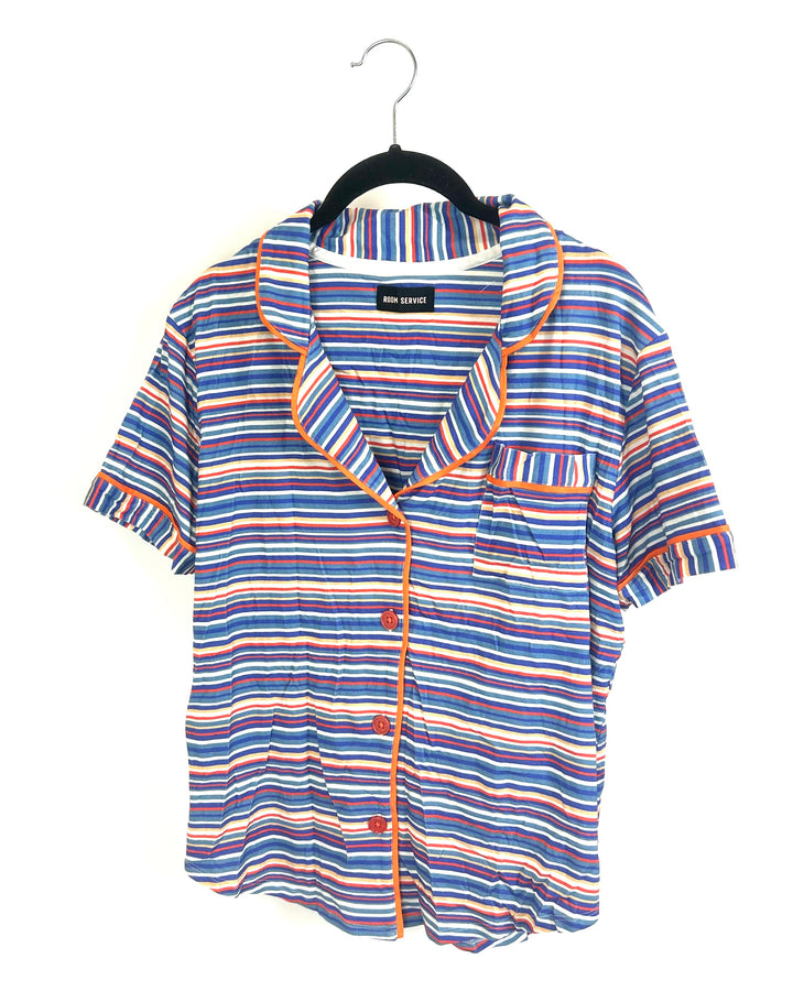 Striped Collared Sleepwear Top - Size 0/2