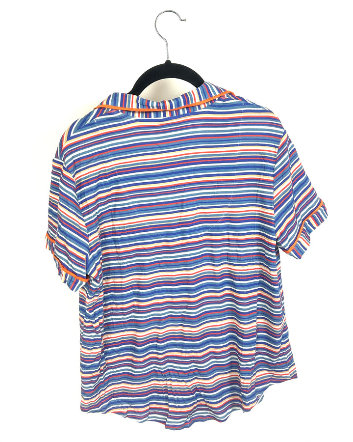 Striped Collared Sleepwear Top - Size 0/2