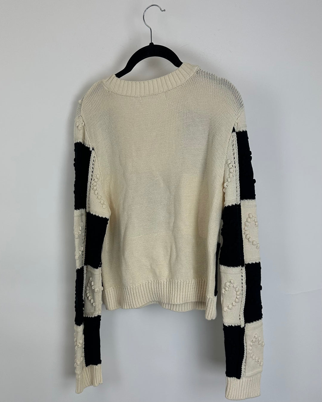 Cream and Black Checkered Sweater- Size 4/6