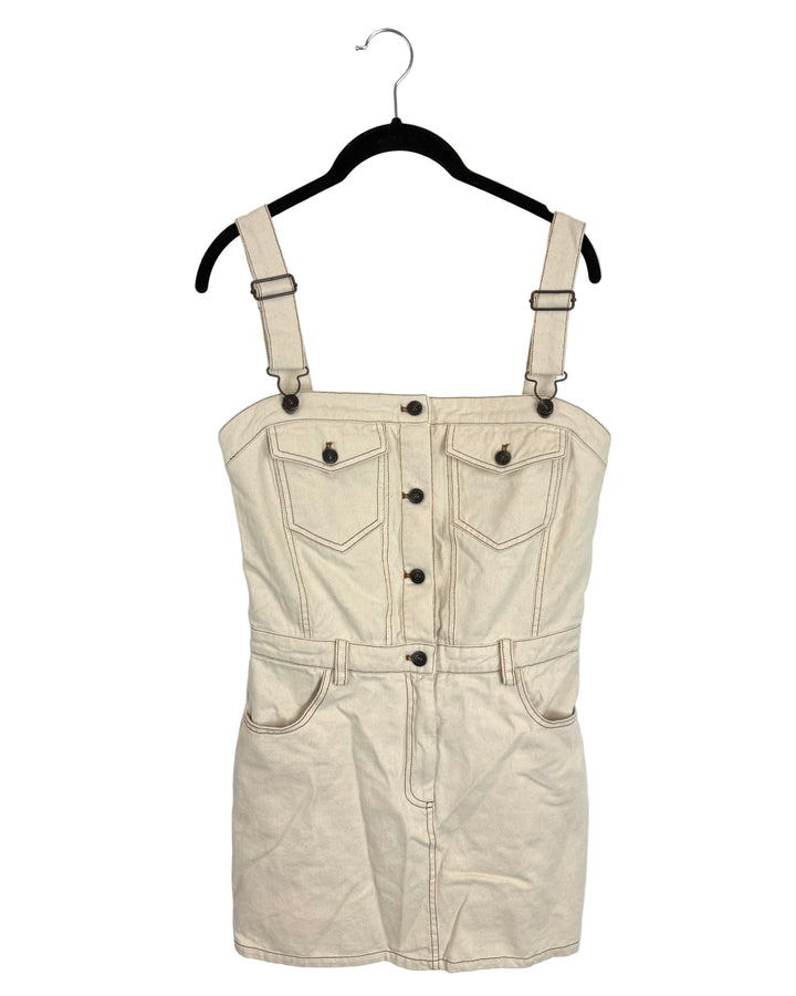 Cream Denim Dress - Size 0/2
