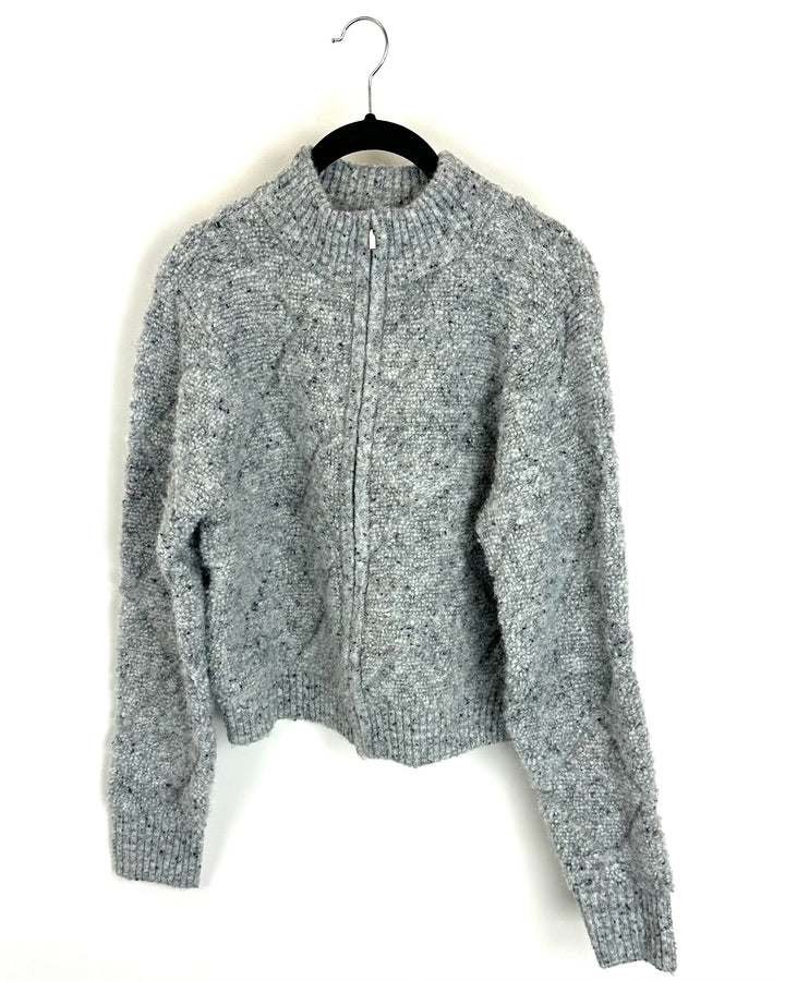 Grey Mock Neck Zip Up Sweater- Size 4