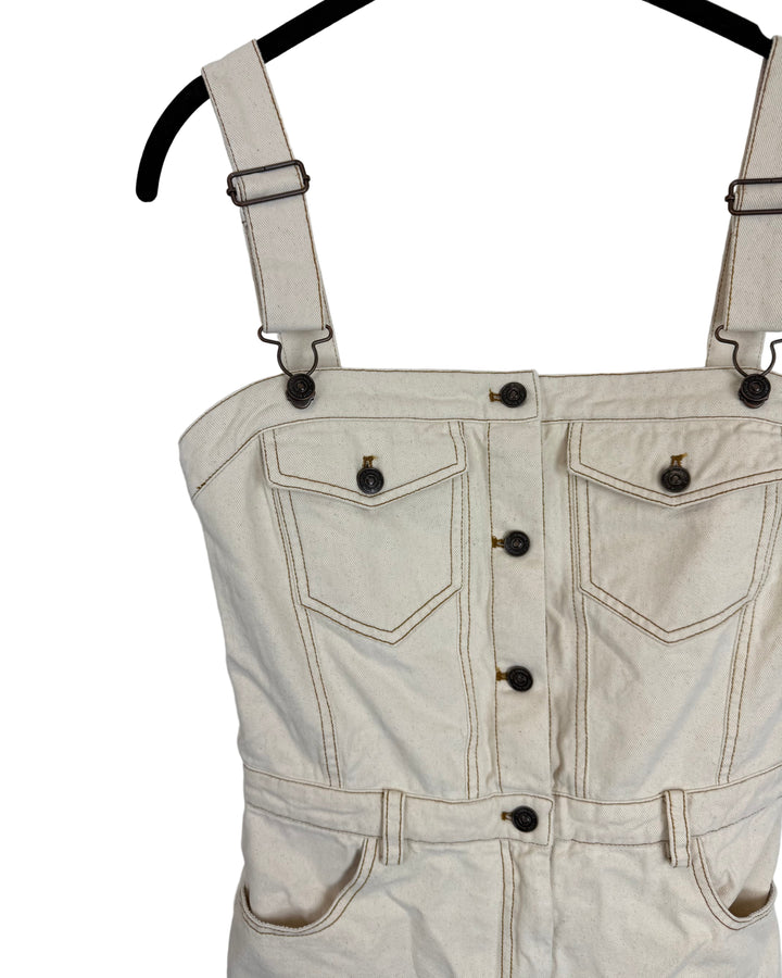 Cream Denim Dress - Size 0/2