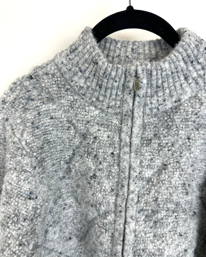 Grey Mock Neck Zip Up Sweater- Size 4