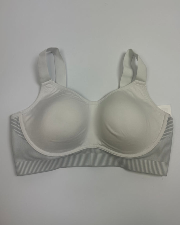 White & Grey Stripe Detailing Sports Bra - 34D