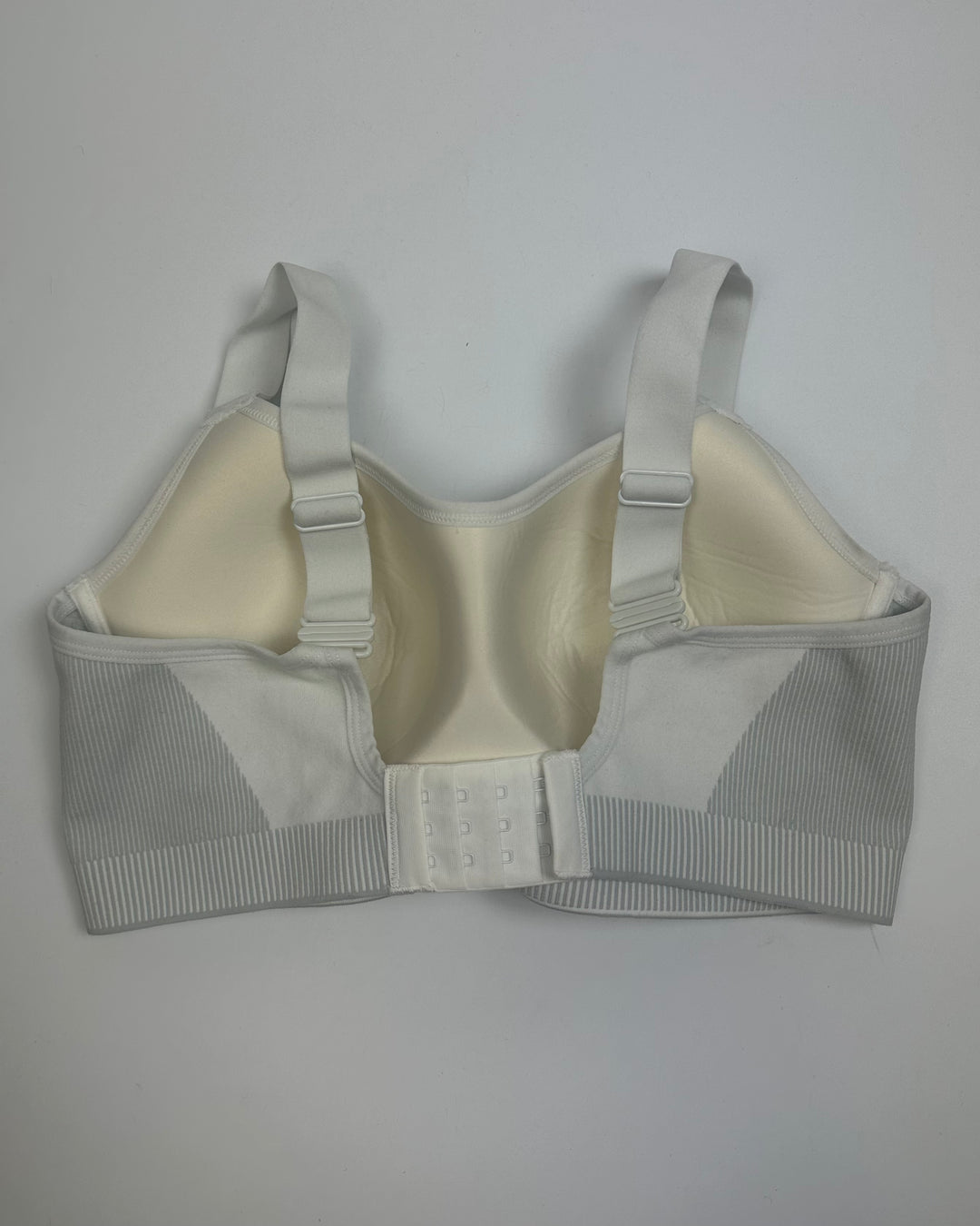 White & Grey Stripe Detailing Sports Bra - 34D