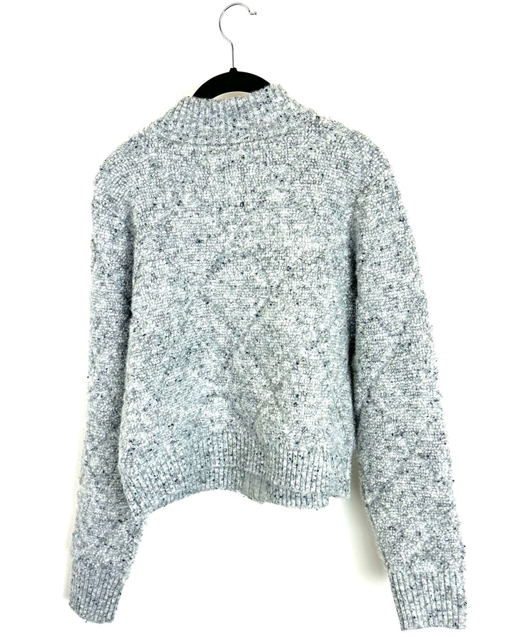 Grey Mock Neck Zip Up Sweater- Size 4