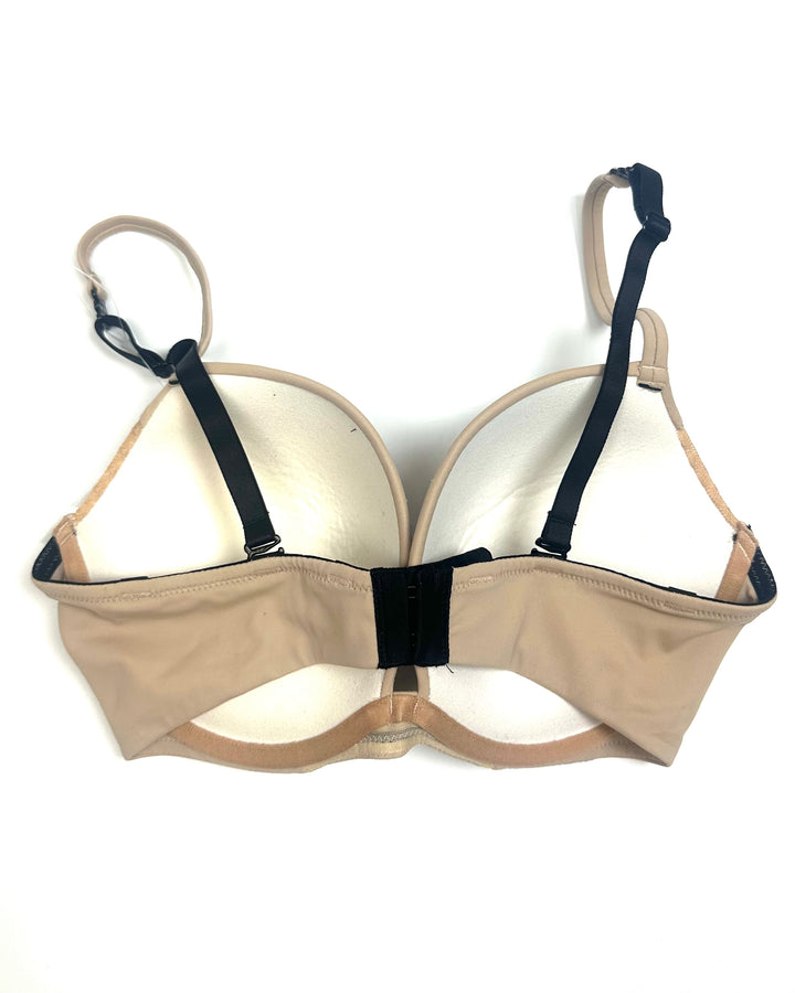 Nude & Purple Lace Overlay Bra - 34D