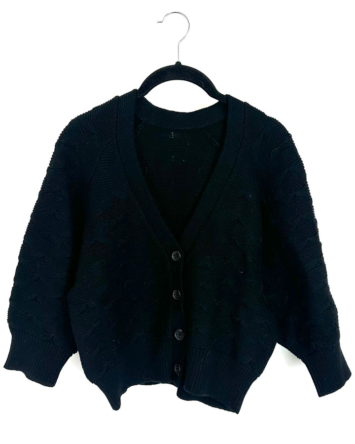 Black Knitted Button Up Cardigan- Size 2/4