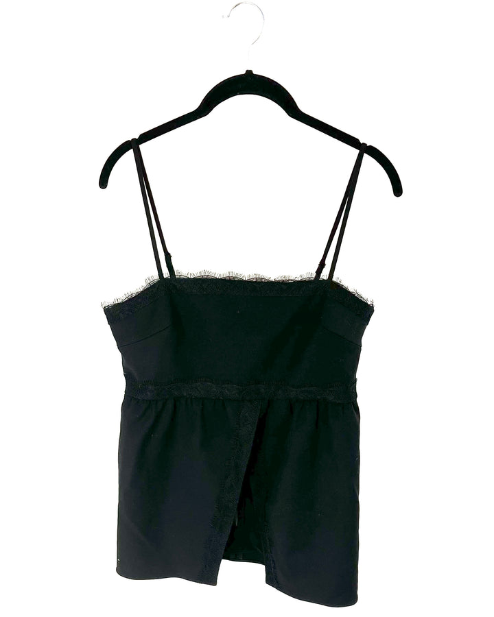 Black Lace Trim Top - Size 4-6
