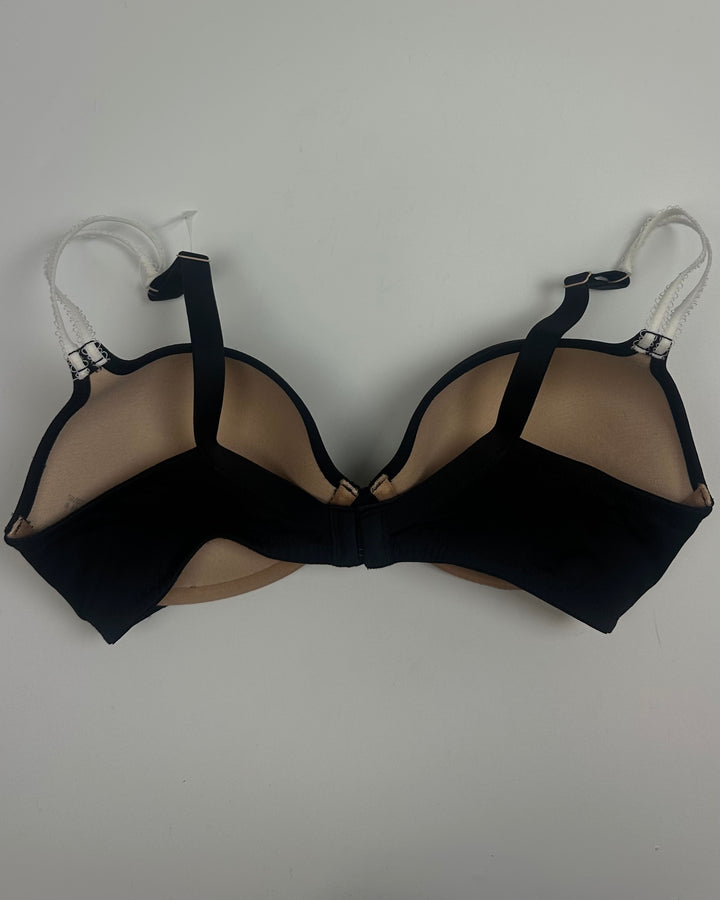 Black Bra with White Looped Straps - 34D