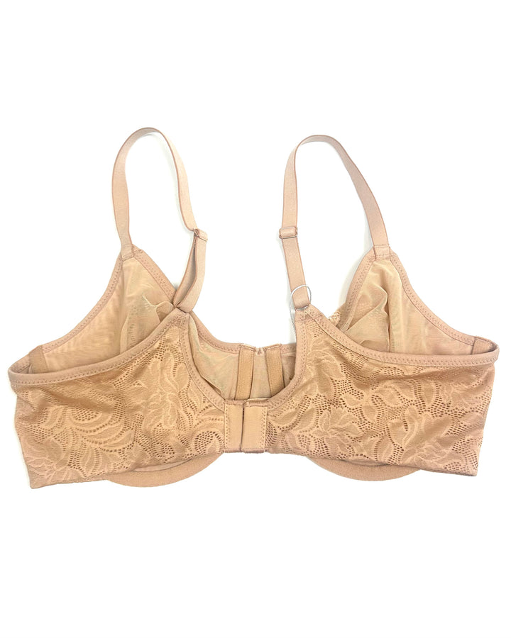 Nude Lace Patterned Mesh Bra - 34D