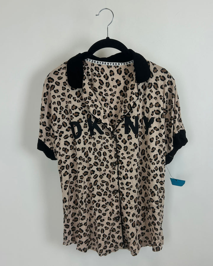 Leopard Print Button Down Pajama Top - Size 4/6