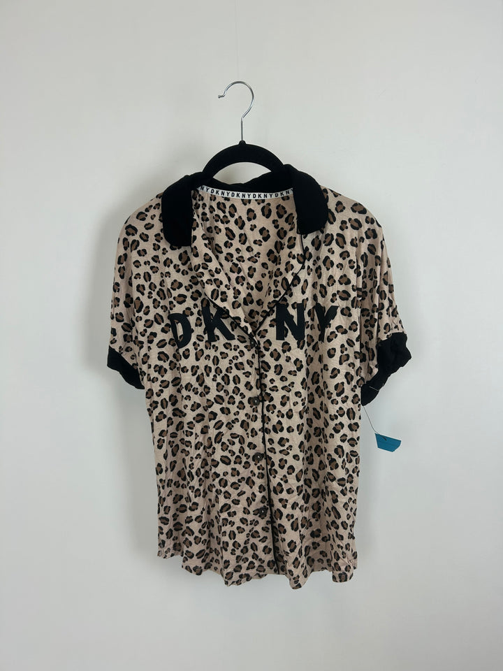 Leopard Print Button Down Pajama Top - Size 4/6