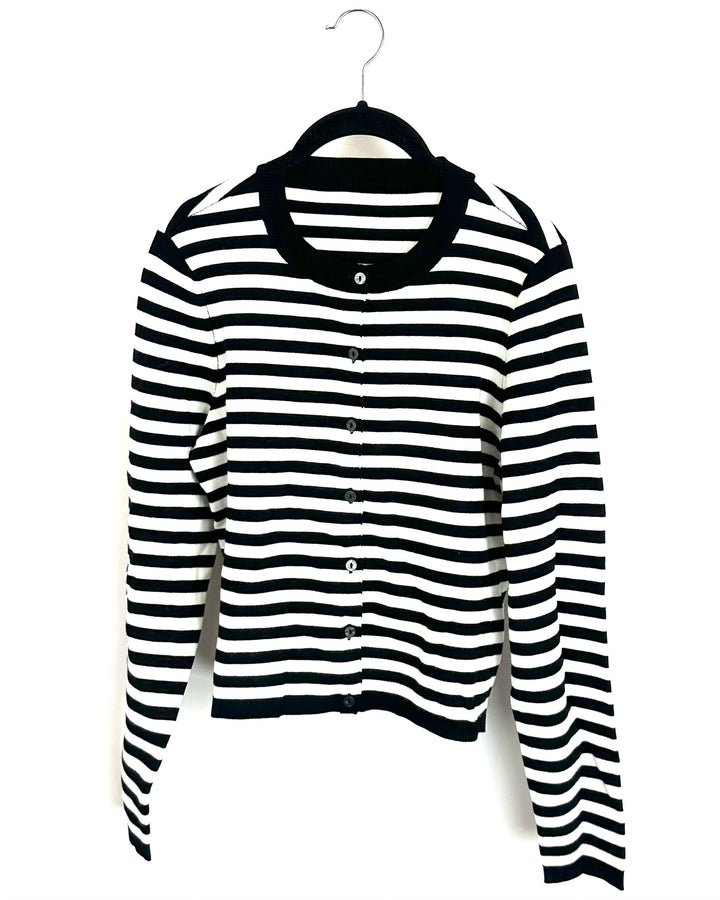Black and White Pinstripe Sweater- Size 4/6
