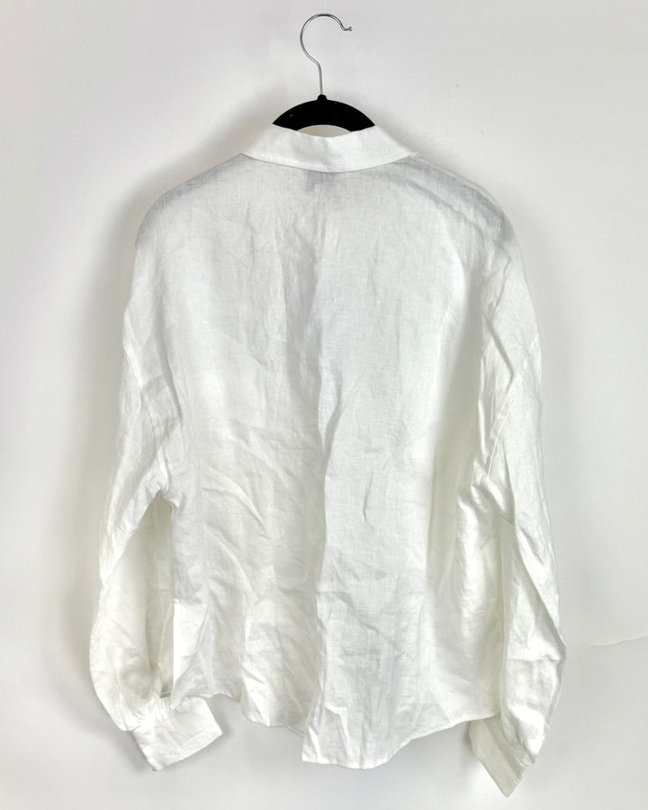 White Buttoned Collar Top - Size 0/2