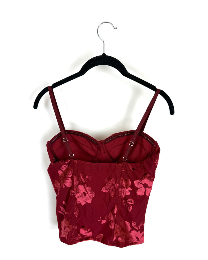 Maroon Floral Crop Top - Size 2/4