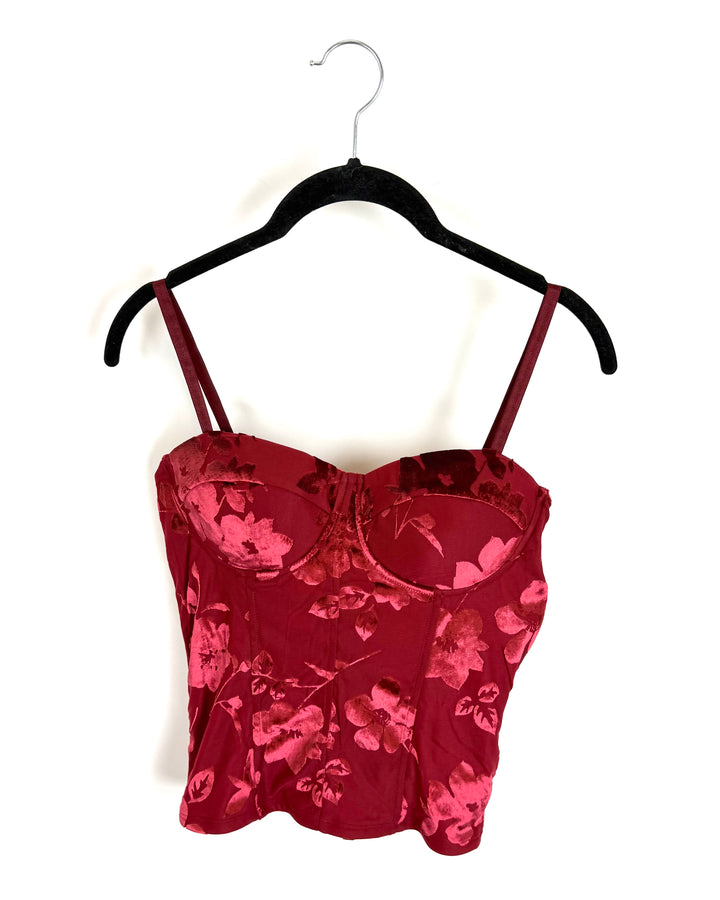 Maroon Floral Crop Top - Size 2/4