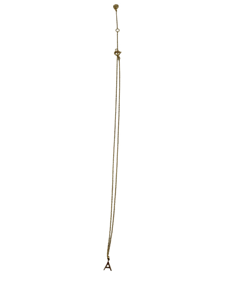 Gold A Initial Charm Necklace