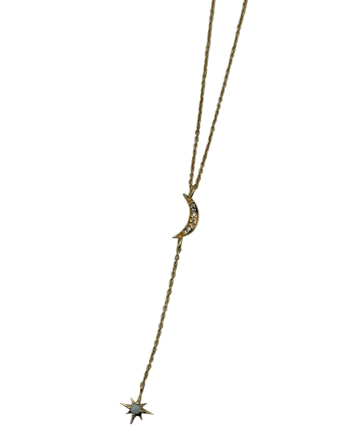 Gold Crescent Moon & Star Necklace