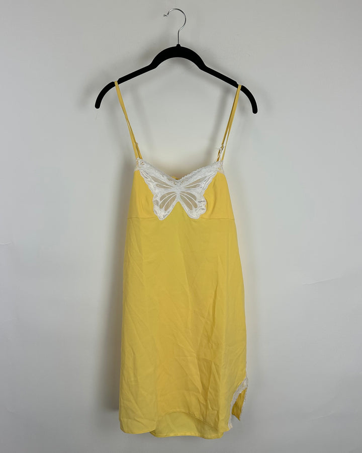 See You Tomorrow Yellow Butterfly Slip Dress - Extra Large
