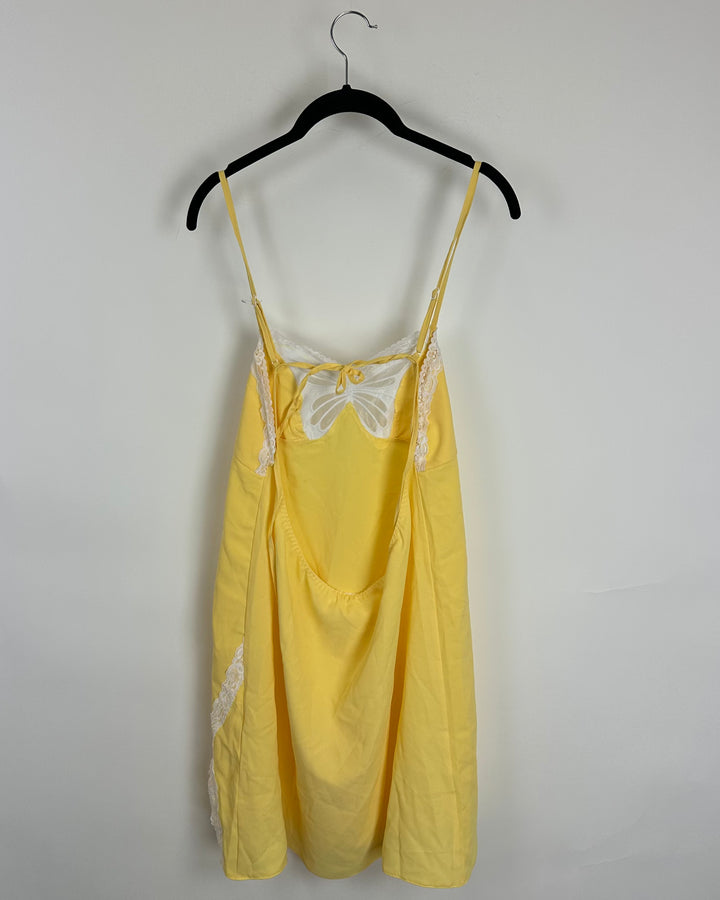 See You Tomorrow Yellow Butterfly Slip Dress - Extra Large