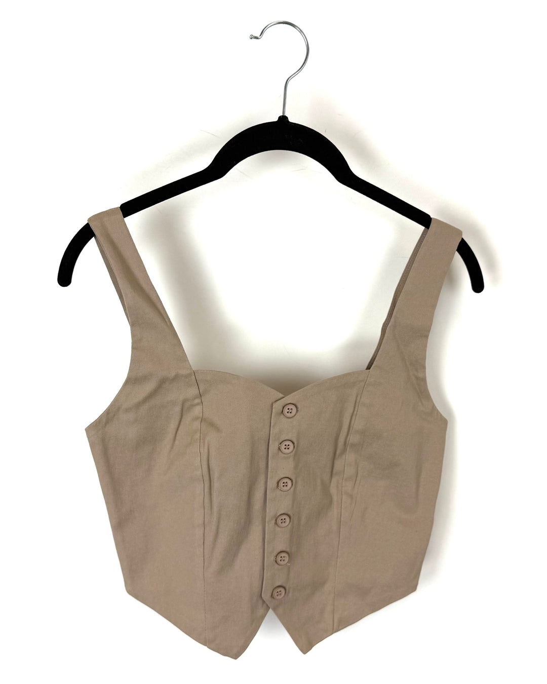 Beige Button Crop Top - Size 0/2
