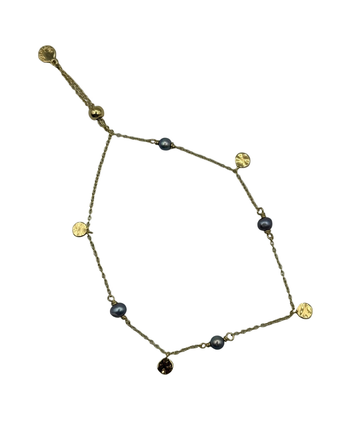 Gold Charms and Grey Pearls Bracelet