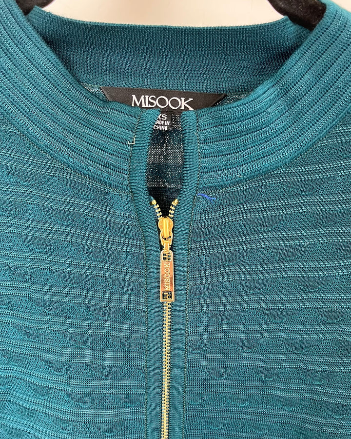 Emerald Green Zip Up Cardigan / Jacket - Size 2-4