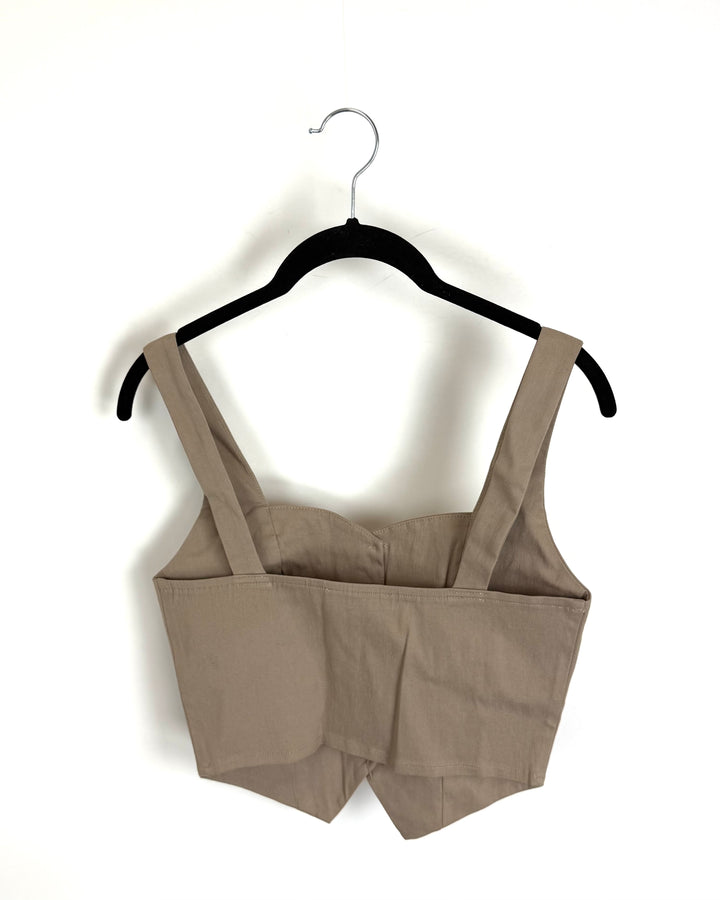 Beige Button Crop Top - Size 0/2