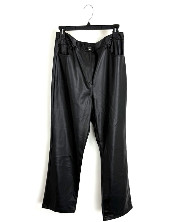 Black Faux Leather Pants - Size 6/8