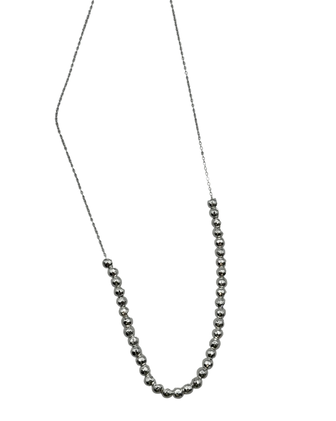 Silver Adjustable Necklace with Beads