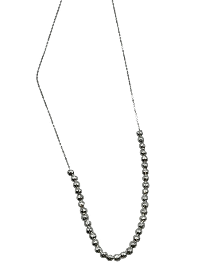 Silver Adjustable Necklace with Beads